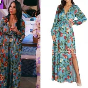 VICI Floral Print Long Sleeve Maxi Dress with belt as seen on Real Housewives XS